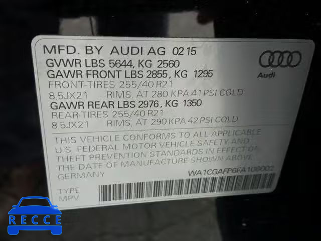 2015 AUDI SQ5 PREMIU WA1CGAFP6FA106002 зображення 9