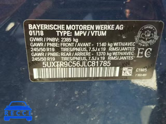 2018 BMW X3 XDRIVEM 5UXTR9C56JLC81785 image 9