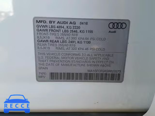 2016 AUDI Q3 PRESTIG WA1GFCFSXGR023373 image 9