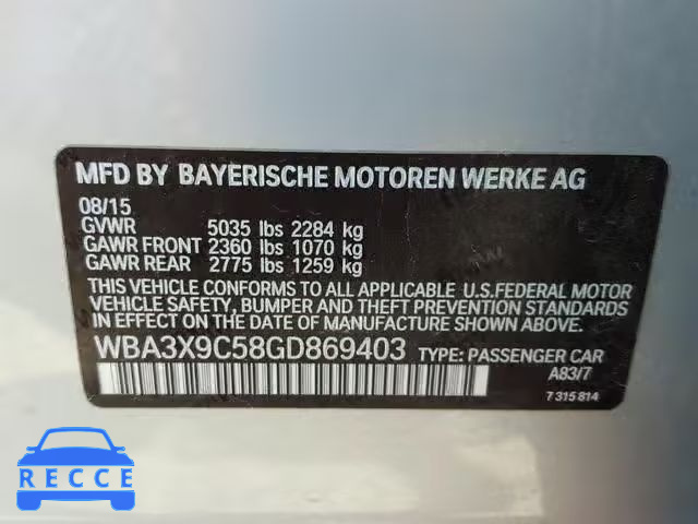2016 BMW 335 XIGT WBA3X9C58GD869403 Bild 9