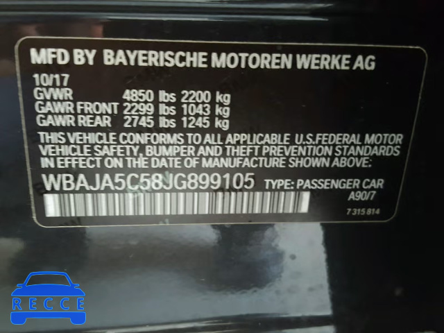 2018 BMW 530 I WBAJA5C58JG899105 image 9