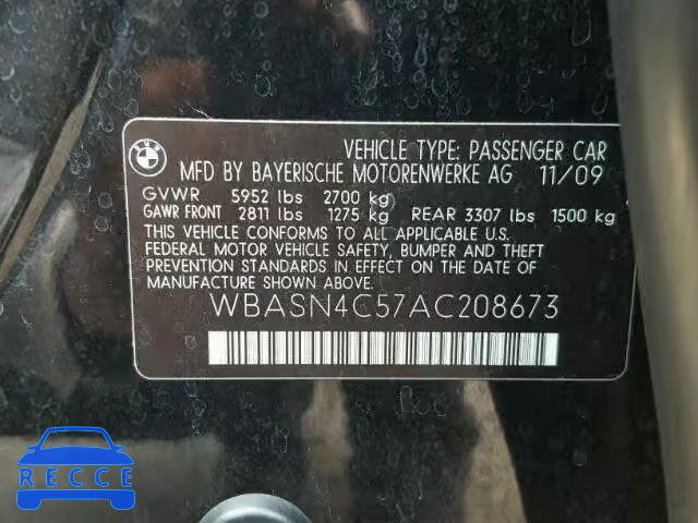 2010 BMW 550 GT WBASN4C57AC208673 зображення 9
