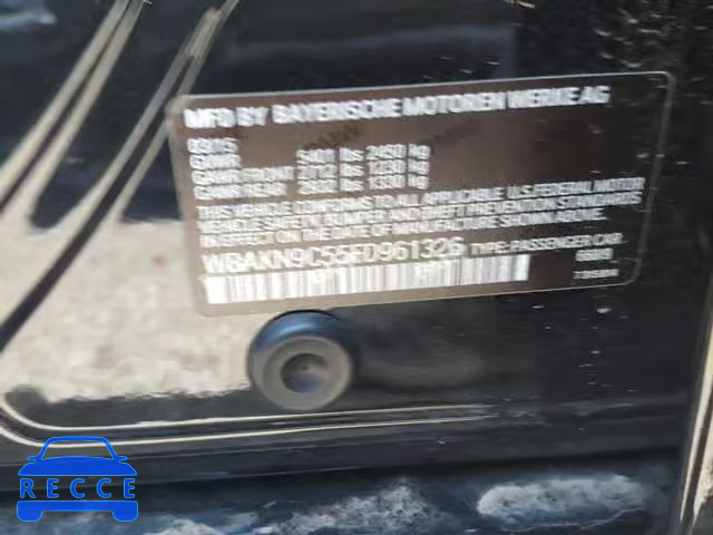 2015 BMW 550 I WBAKN9C55FD961326 зображення 9