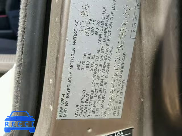 1987 BMW 325 BASE WBAAE5403H1695400 image 9