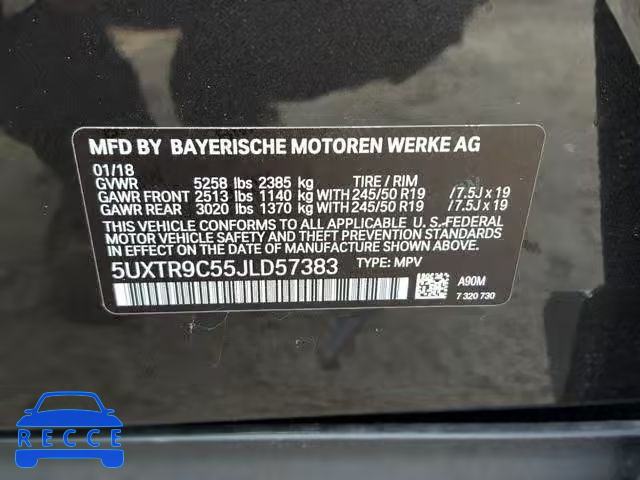 2018 BMW X3 XDRIVEM 5UXTR9C55JLD57383 image 9