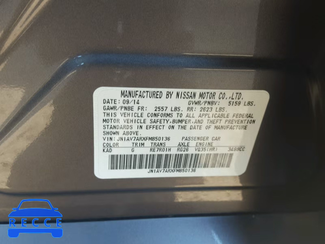2015 INFINITI Q50 HYBRID JN1AV7ARXFM850136 image 9