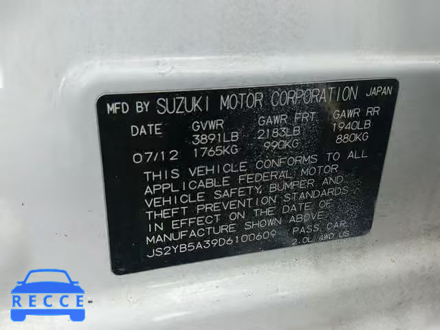 2013 SUZUKI SX4 BASE JS2YB5A39D6100609 image 9