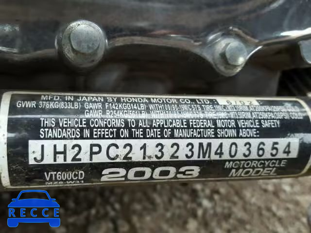 2003 HONDA VT600 CD JH2PC21323M403654 image 9