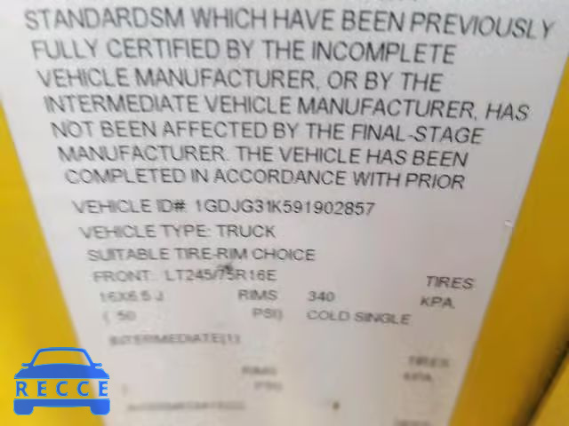 2009 GMC SAVANA CUT 1GDJG31K591902857 image 9