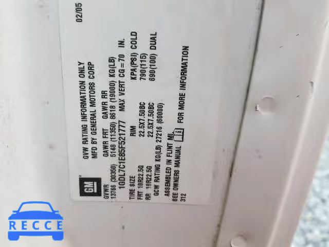 2005 GMC C7500 C7C0 1GDL7C1E85F521777 image 9