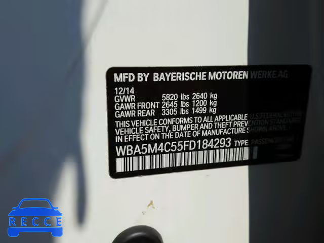 2015 BMW 535 XIGT WBA5M4C55FD184293 зображення 9