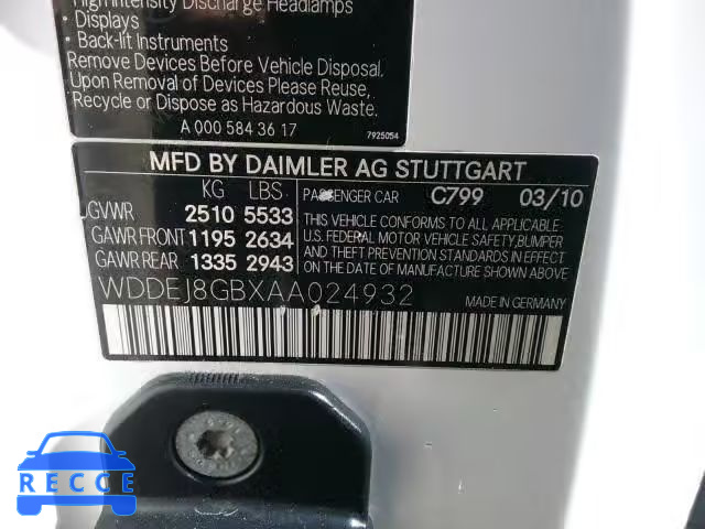 2010 MERCEDES-BENZ CL 550 4MA WDDEJ8GBXAA024932 Bild 9