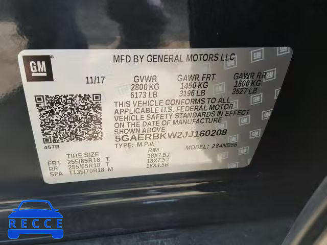 2018 BUICK ENCLAVE ES 5GAERBKW2JJ160208 image 9