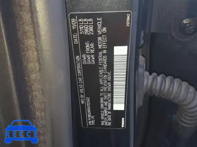 2010 VOLVO S80 V8 YV1852ARXA1122402 image 9