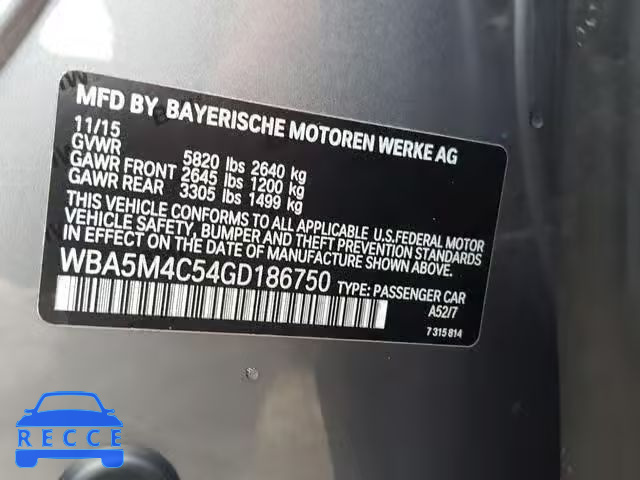 2016 BMW 535 XIGT WBA5M4C54GD186750 зображення 9