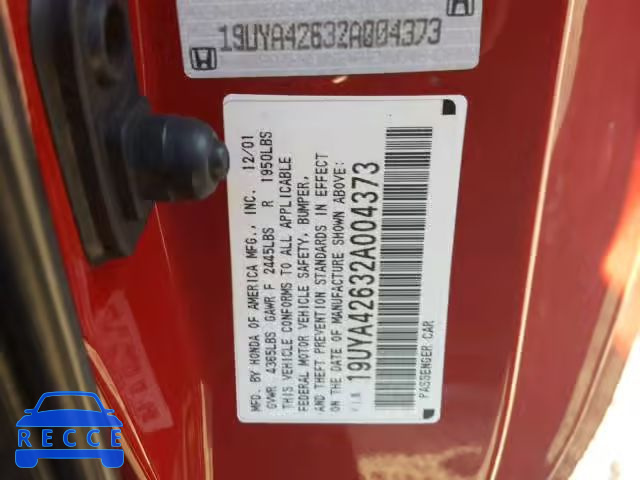 2002 ACURA 3.2CL TYPE 19UYA42632A004373 image 9