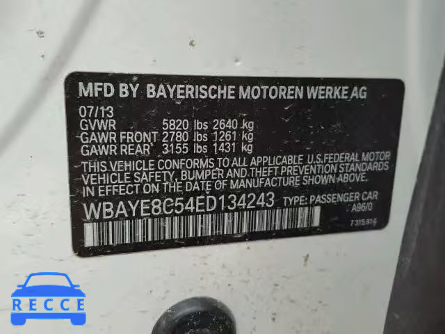 2014 BMW 750 LI WBAYE8C54ED134243 зображення 9