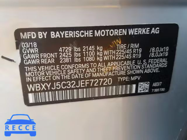 2018 BMW X2 XDRIVE2 WBXYJ5C32JEF72720 image 9
