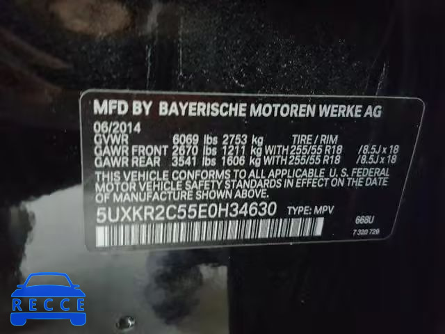 2014 BMW X5 SDRIVE3 5UXKR2C55E0H34630 image 9