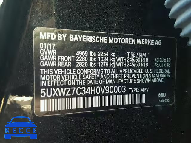 2017 BMW X3 SDRIVE2 5UXWZ7C34H0V90003 image 9