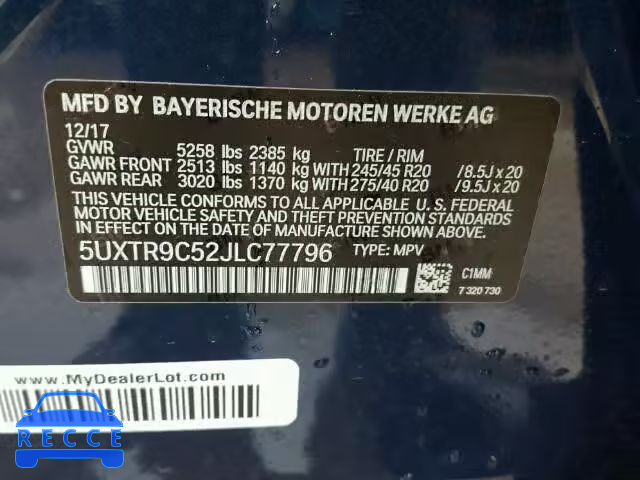 2018 BMW X3 XDRIVEM 5UXTR9C52JLC77796 image 9