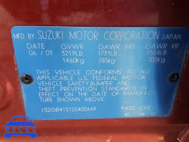 2002 SUZUKI ESTEEM GL JS2GB41S125400449 image 9