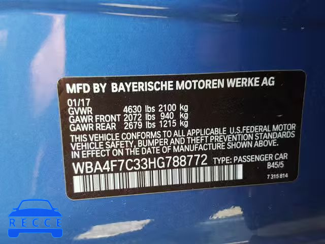 2017 BMW 430I GRAN WBA4F7C33HG788772 image 9