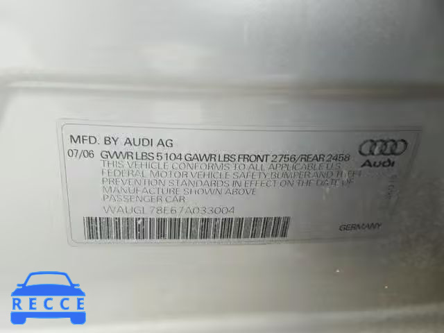 2007 AUDI NEW S4 QUA WAUGL78E67A033004 image 9