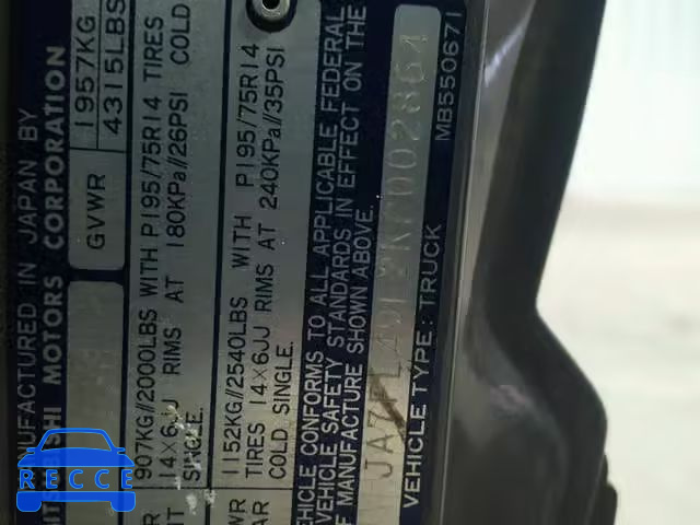 1989 MITSUBISHI MIGHTY MAX JA7FL49E2KP002864 Bild 9