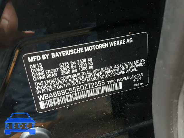 2014 BMW 640 XI WBA6B8C55EDZ72555 image 9