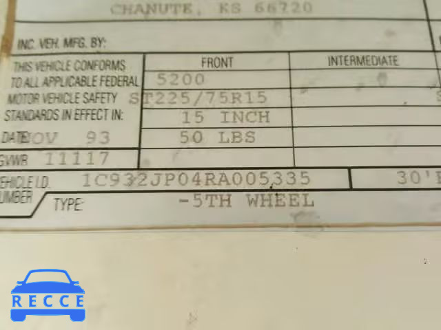 1994 HITC TRAV TRAIL 1C932JP04RA005335 зображення 9
