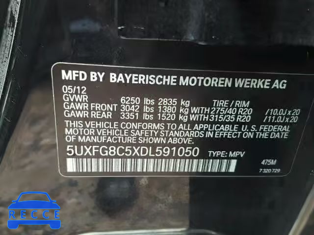 2013 BMW X6 XDRIVE5 5UXFG8C5XDL591050 image 9