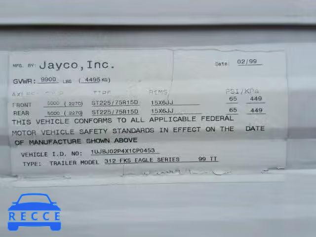 1999 JAYCO EAGLE 1UJBJ02P4X1CP0453 зображення 9