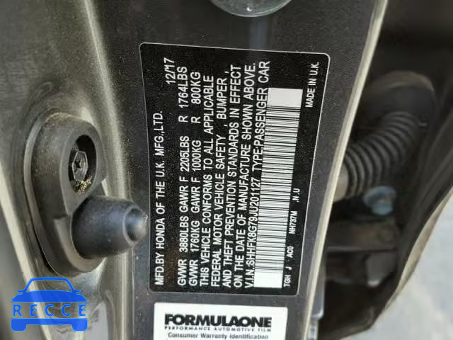 2018 HONDA CIVIC TYPE SHHFK8G79JU201127 image 9