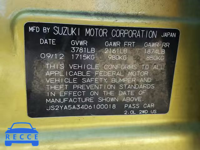 2013 SUZUKI SX4 BASE JS2YA5A34D6100018 image 9