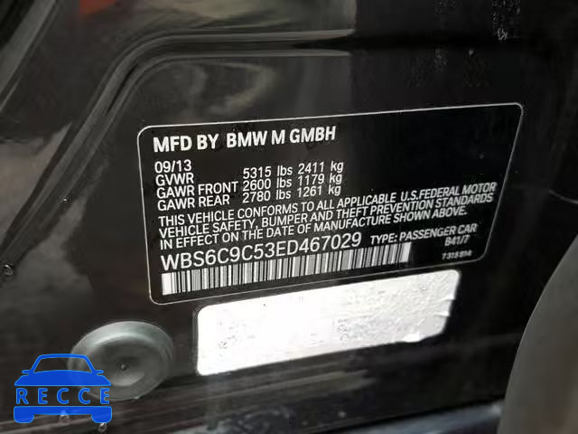 2014 BMW M6 GRAN CO WBS6C9C53ED467029 зображення 9