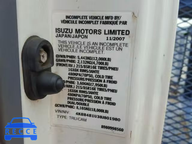 2008 CHEVROLET TILT MASTE 4KBB4B1U38J801980 image 9