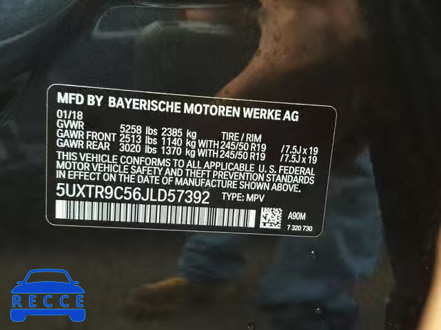 2018 BMW X3 XDRIVEM 5UXTR9C56JLD57392 image 9