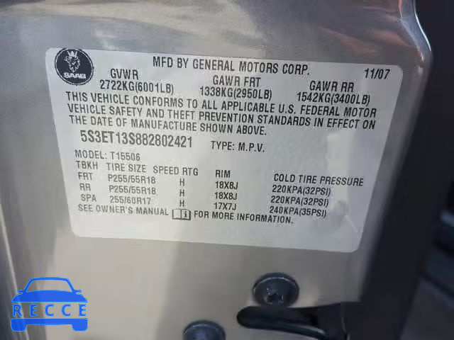 2008 SAAB 9-7X 4.2I 5S3ET13S882802421 image 9