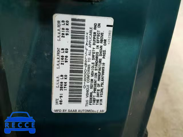 1992 SAAB 900 YS3AL75L6N7000910 image 9