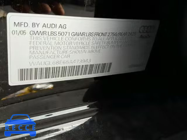 2005 AUDI NEW S4 QUA WAUGL68E65A473943 image 9