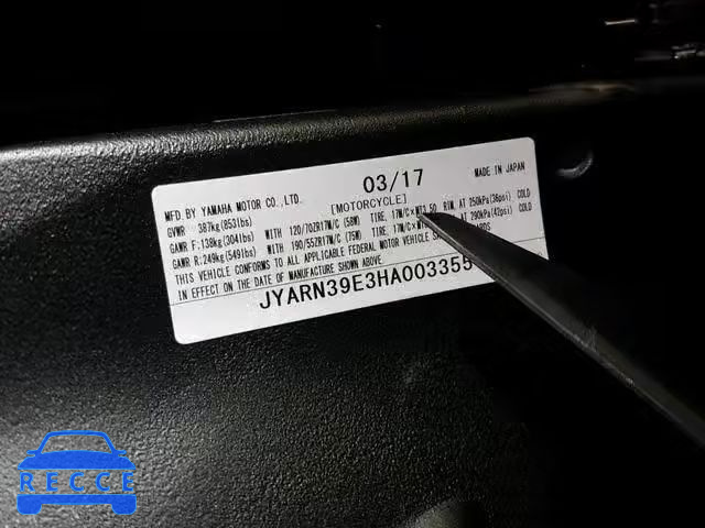2017 YAMAHA YZFR1 JYARN39E3HA003355 image 9