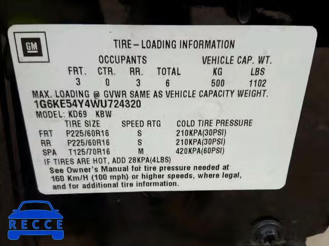 1998 CADILLAC DEVILLE DE 1G6KE54Y4WU724320 image 9