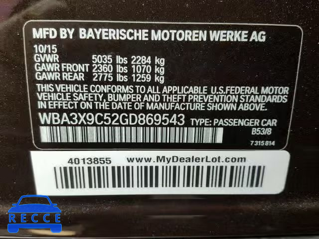 2016 BMW 335 XIGT WBA3X9C52GD869543 image 9