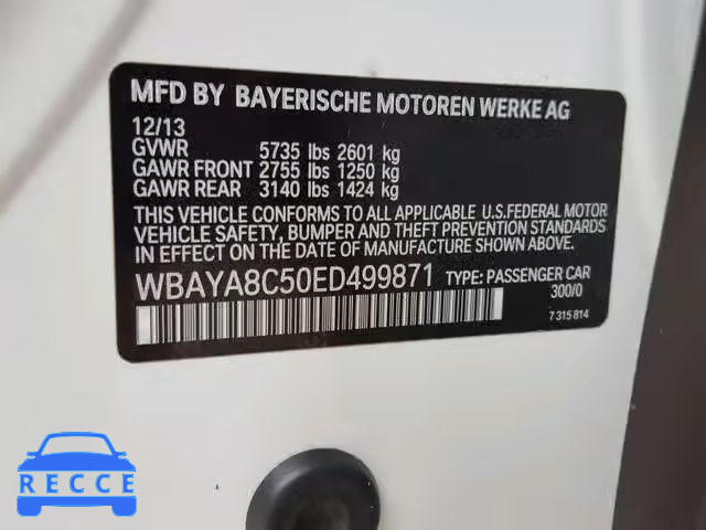 2014 BMW 750 I WBAYA8C50ED499871 зображення 9