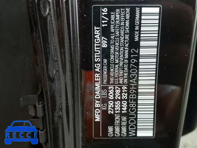 2017 MERCEDES-BENZ S 550 4MAT WDDUG8FB9HA307912 зображення 9