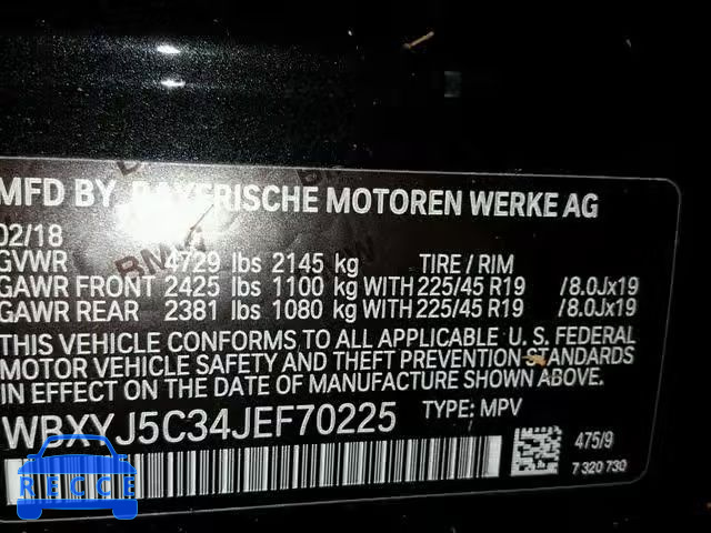 2018 BMW X2 XDRIVE2 WBXYJ5C34JEF70225 Bild 9