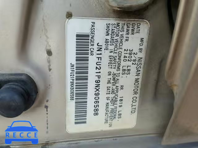 1992 NISSAN STANZA JN1FU21P9NX906588 image 9