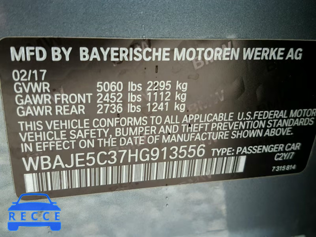 2017 BMW 540 I WBAJE5C37HG913556 зображення 9
