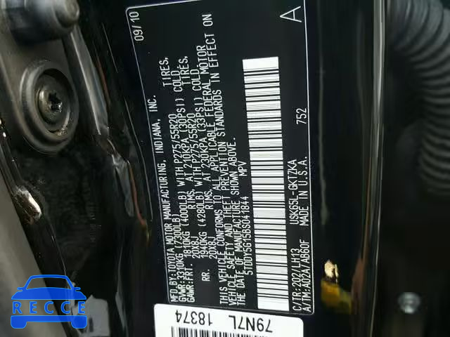 2011 TOYOTA SEQUOIA PL 5TDDY5G15BS041844 image 9